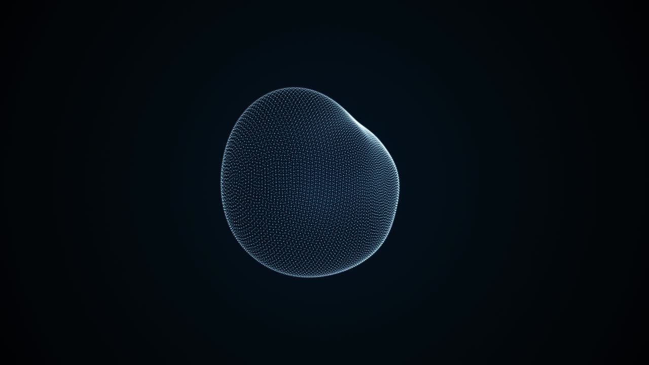 무형 구의 변형, 구형 파동, 미래 모양의 추상적인 애니메이션