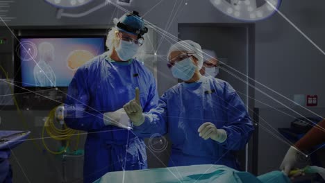 Animation-of-network-of-connections-and-data-processing-over-surgeons-in-operating-theater