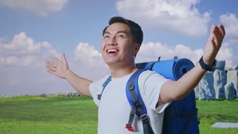Happy Traveler at Ancient Site