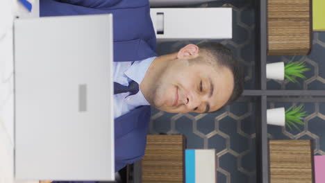vertical video of depressed unhappy and sad businessman.