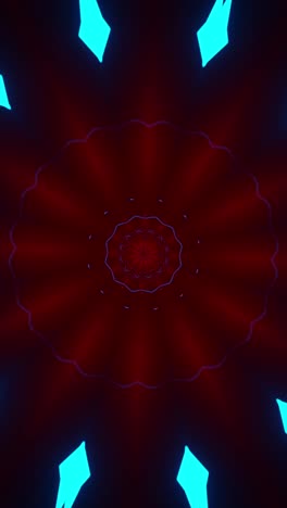 red and blue background with circular design in the center. kaleidoscope vj loop vertical