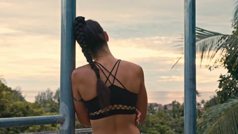 woman relaxing at sunset