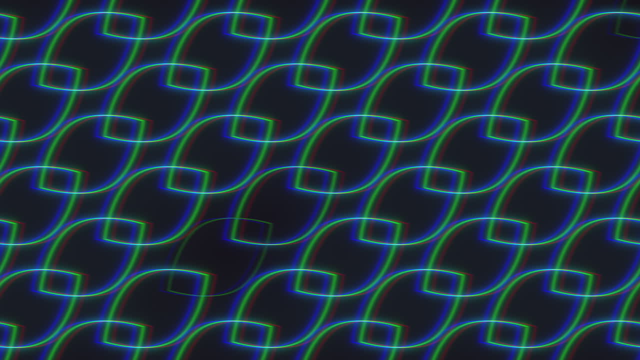 Abstract blue and green wavy lines intertwined in pattern