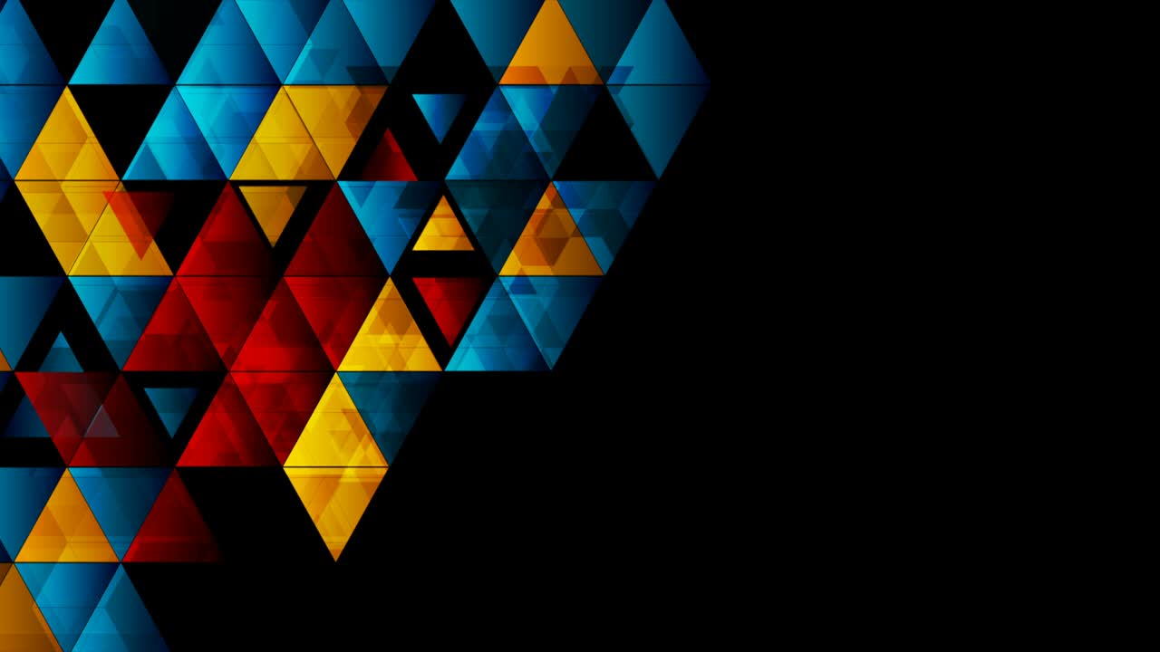 triángulos brillantes coloridos tecnología abstracta fondo de movimiento