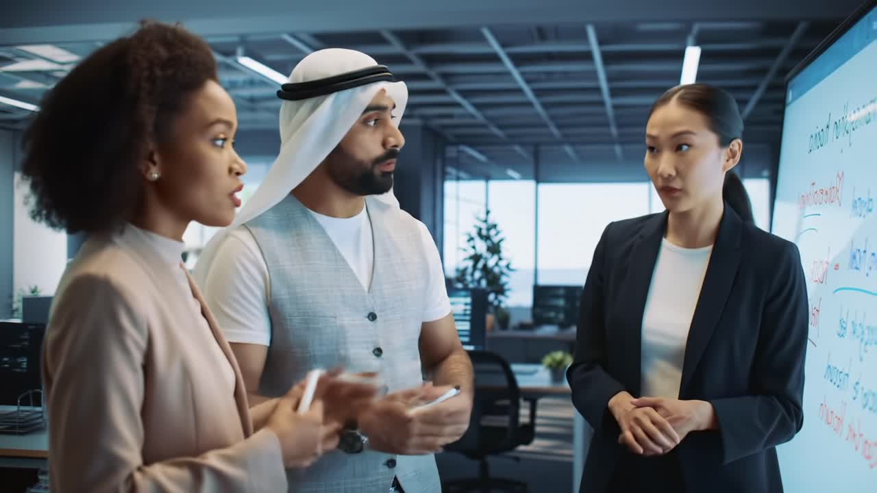 Collaborative Group Discussion in a Modern Office Setting Focused on Creative Ideas and Solutions, Featuring Engaged Professionals Sharing Insights and Strategies