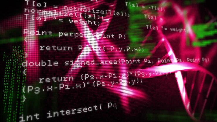 Анимация нити ДНК и обработки научных данных