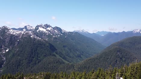 aerial mountain forests on vancouver island, canada