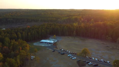 A-sunset-in-Harlem-Georgia-with-forests-and-a-tent