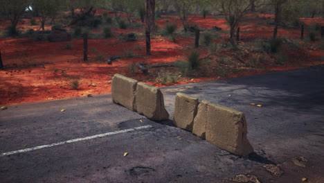 old rusted concrete road barrier blocks