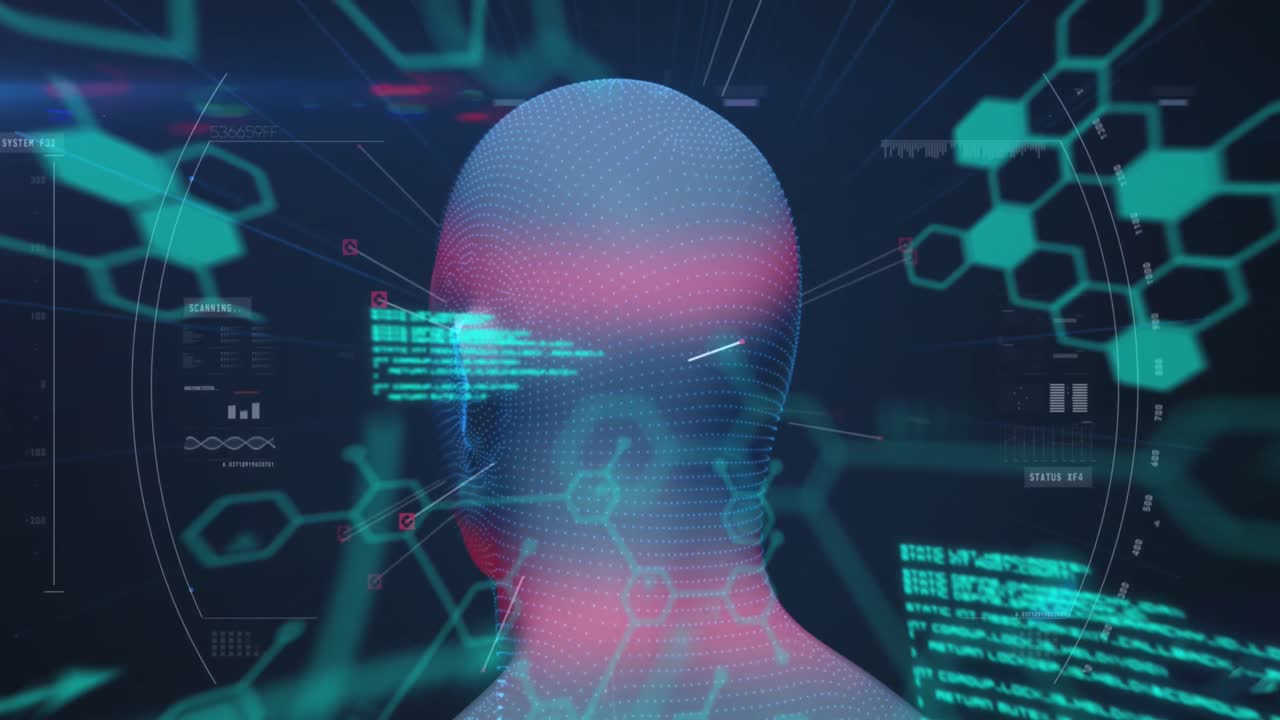 Animation of computer language and human representation and molecule structures