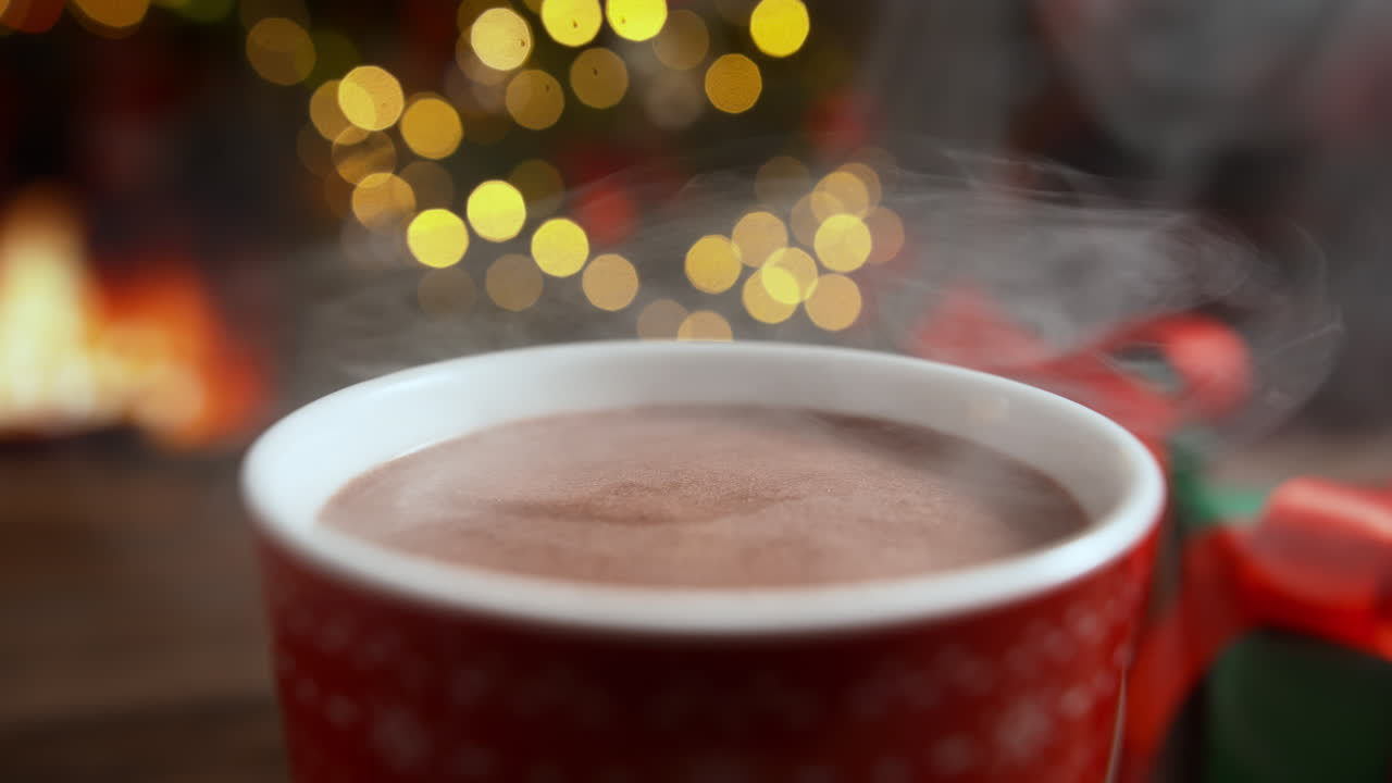 Soaking A Gingerbread Man Cookie In A Cup Of Cocoa On Christmas By The Warming Fireplace