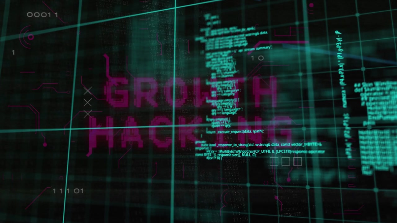 Animation of data processing on black background