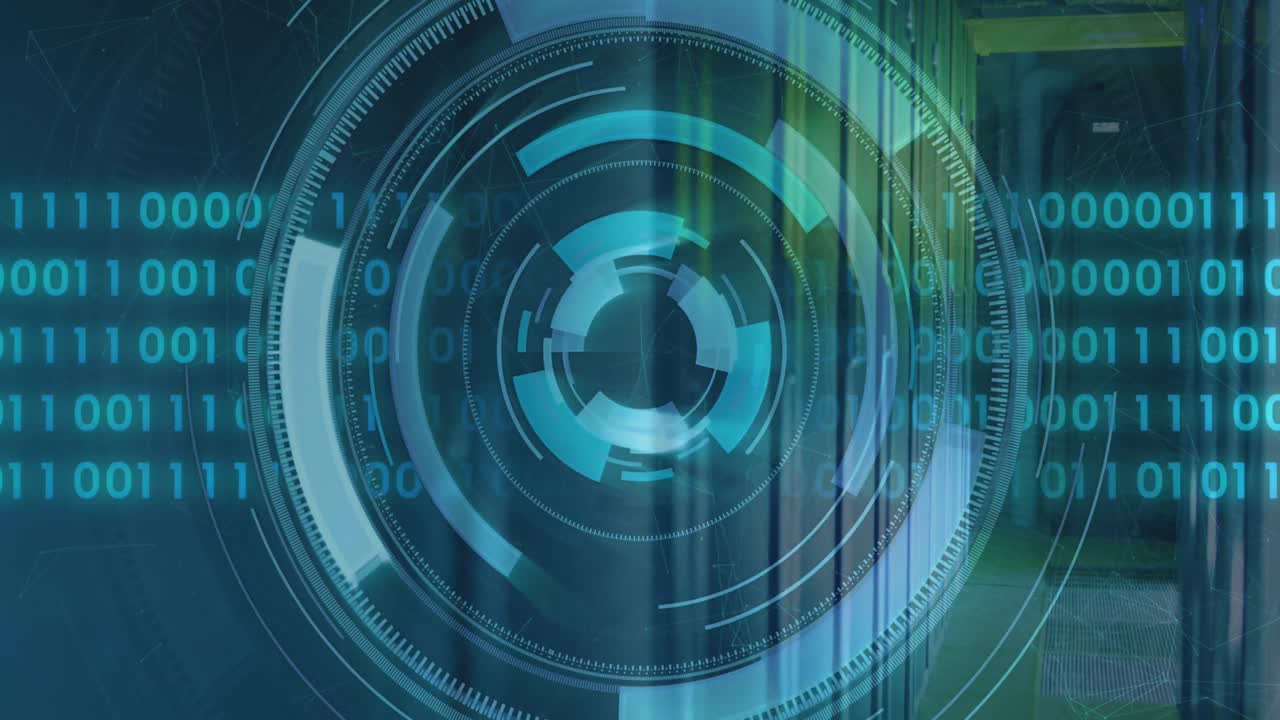 Animation of scope scanning and data processing over server room