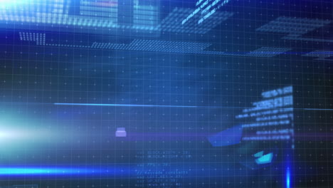 animación del procesamiento de datos digitales sobre un fondo azul