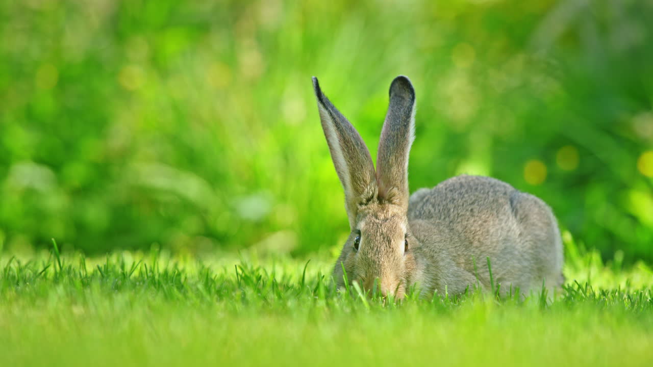 conejo en un prado verde