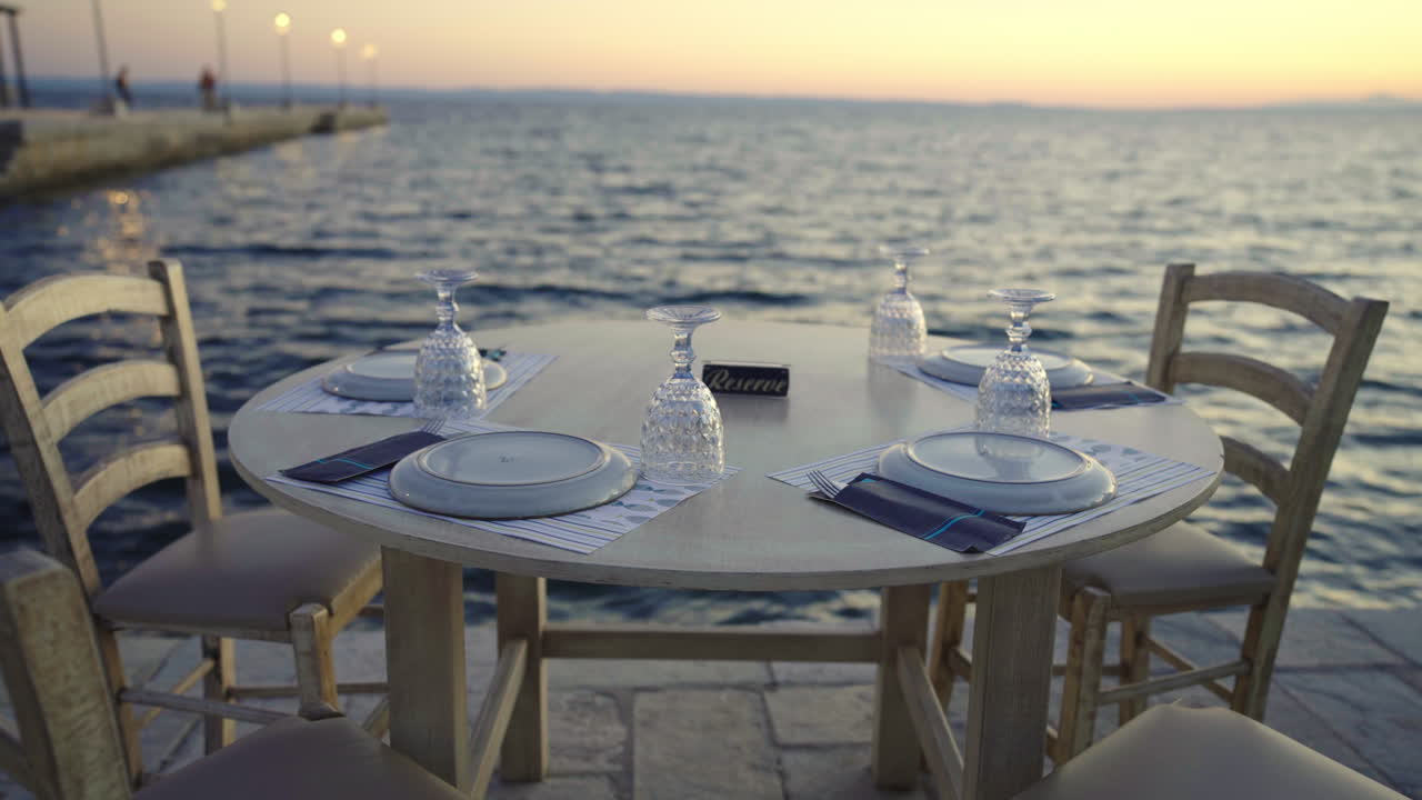 Sunset Dinner at a Coastal Restaurant