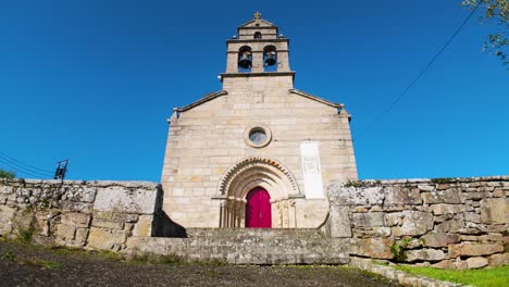 front view of san xoan church in vilar de santos, a historic site in galicia, spain