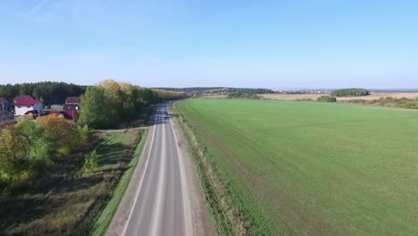 aerial view of a road and countryside landscape