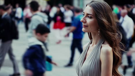 woman in a crowd