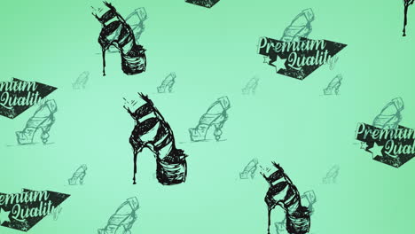 animación de dibujos de zapatos sobre un fondo verde