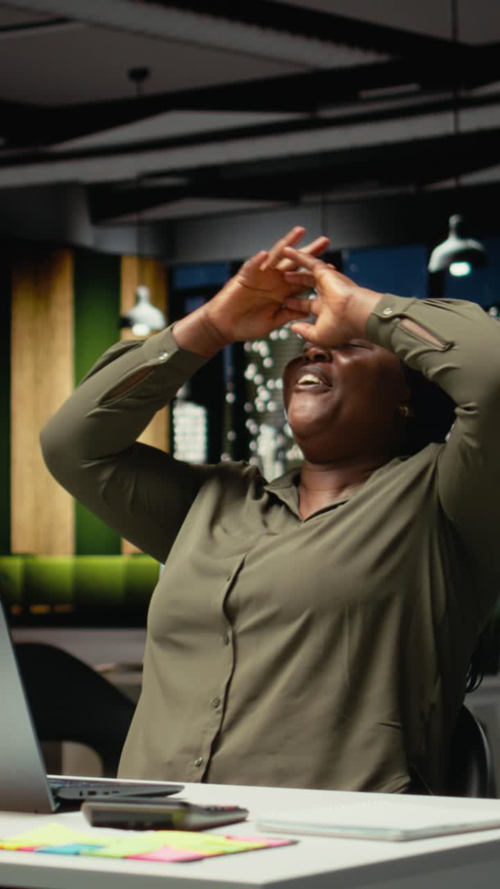 Vertical Video Overjoyed delighted person reading good news in her emails at night
