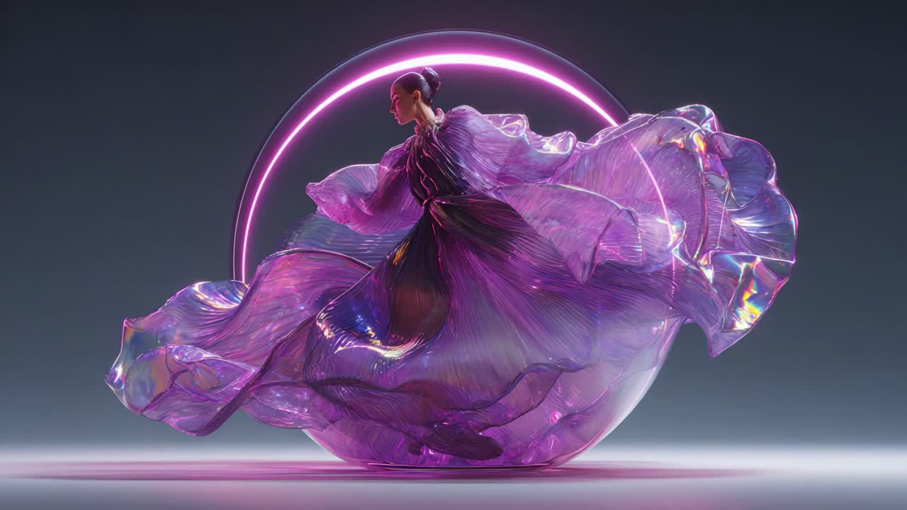 Elegant Woman in Futuristic Dress