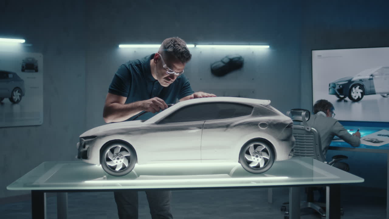 현대적인 디자인 스튜디오에서 자동차 디자인 프로토타입