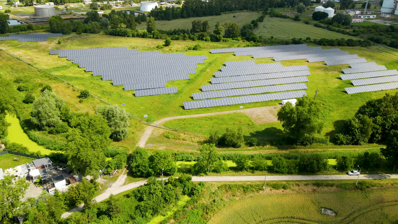 Aerial View Of Solar Panels Under The Sunlight