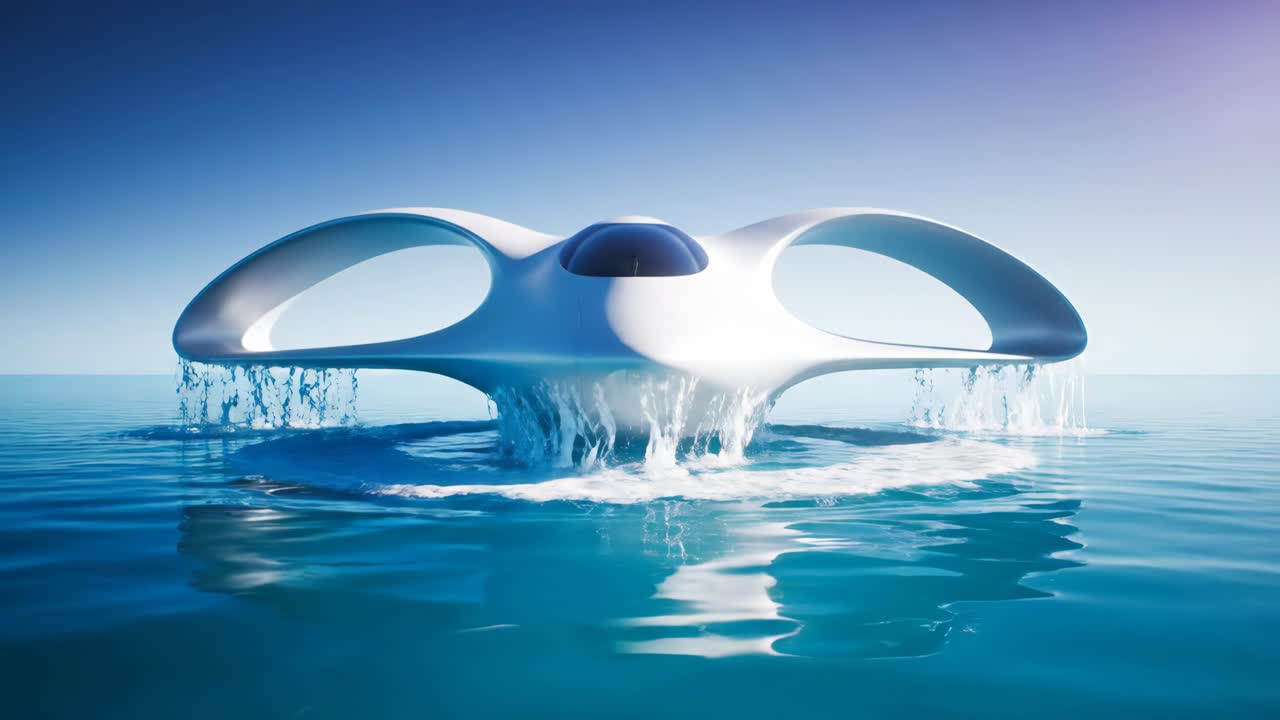 Futuristic Watercraft Concept on the Open Sea