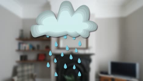 animation of cloud moving over empty house interior