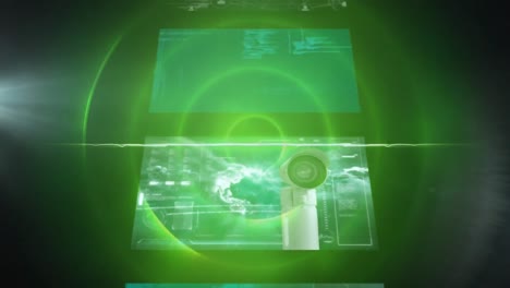 Animation-of-digital-screens-over-green-circles