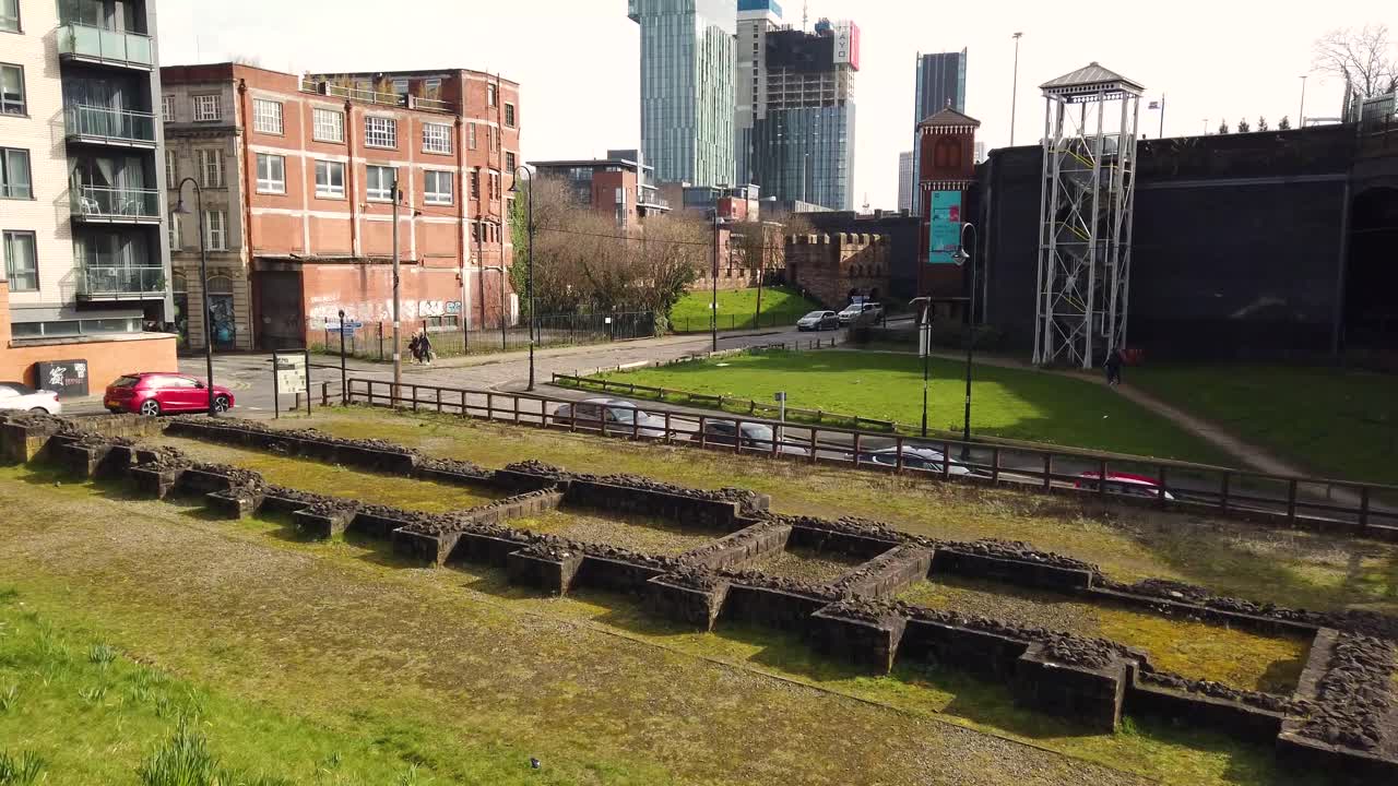 mamucium o mancunium restos de un fuerte romano en la zona de castlefield de manchester, en el noroeste de inglaterra, reino unido