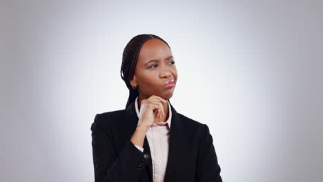 pensando, cara o mujer negra en el estudio