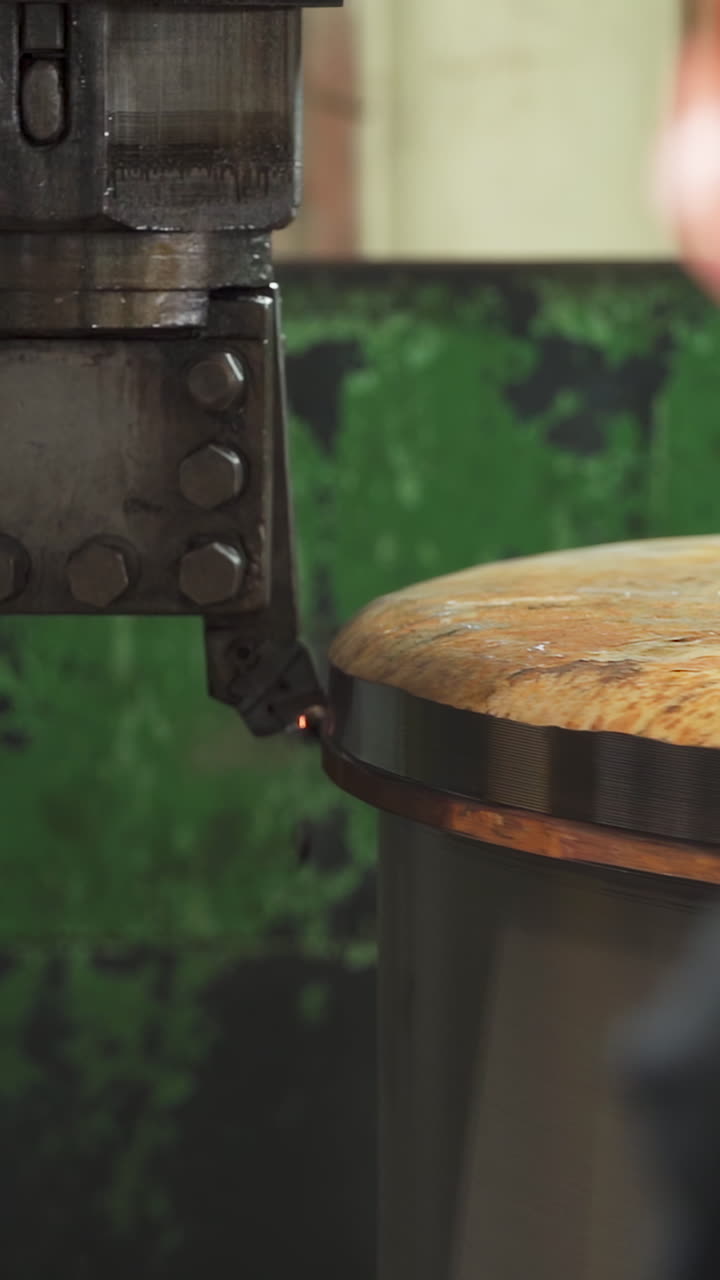 Close-up of Lathe Cutting Metal