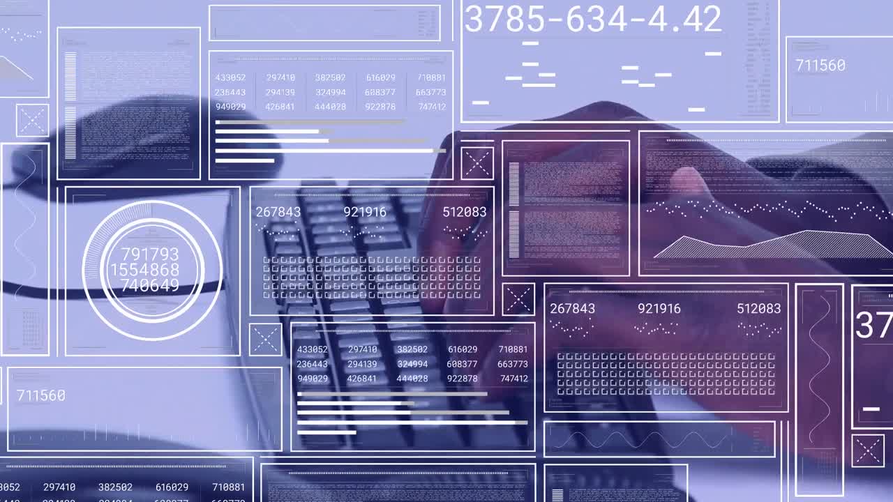 animación del procesamiento de datos con las manos usando computadora