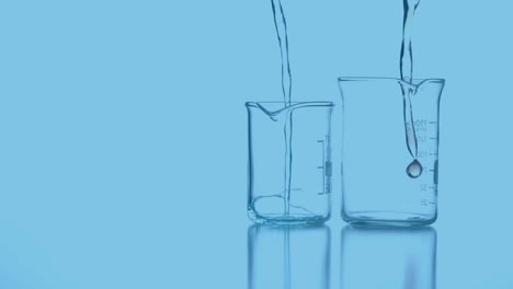 laboratory beakers with data and molecules in the foreground