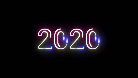 2020 text animation with neon light effect