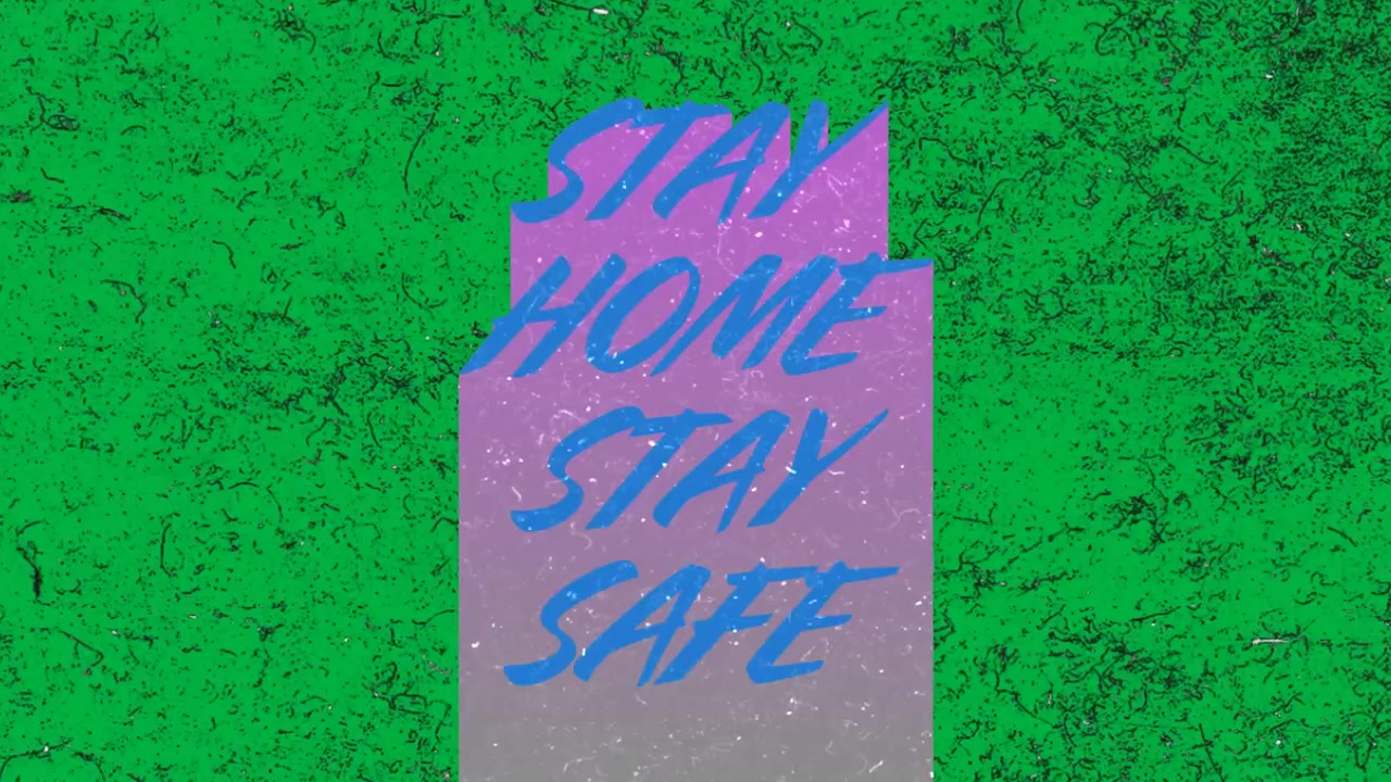 Animation of words Stay Home Stay Safe written in blue and purple letters