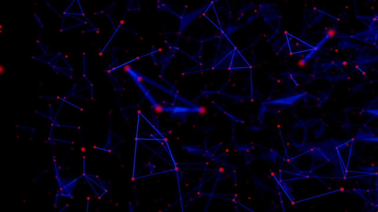 Blue geometrical shapes against black background