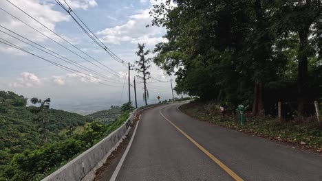 traveling along a winding road with changing views