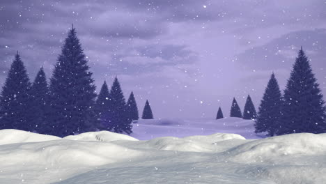 animation of winter scenery over snow falling