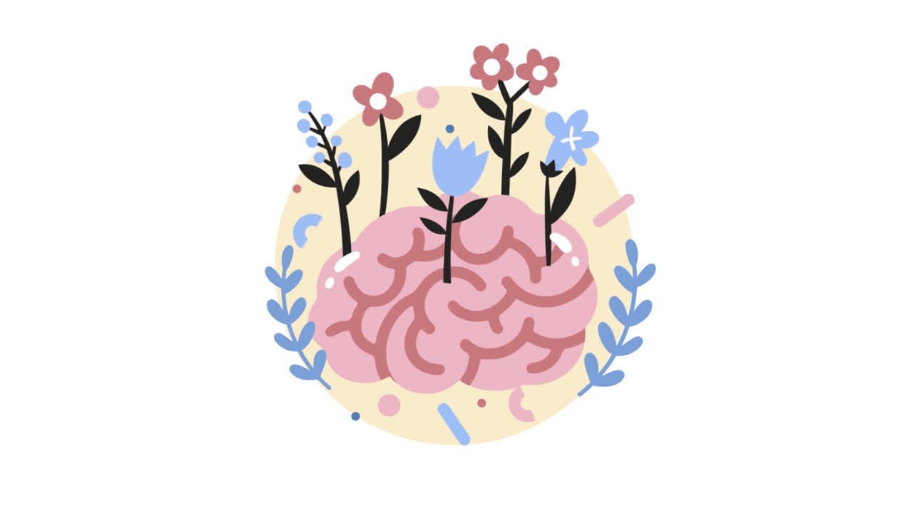 Motion Graphic of Hand drawn flat mental health stickers