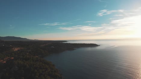 aerial view of horizon with sea, gulf and mountains
