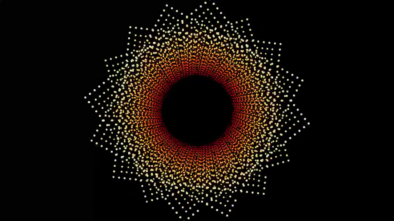 Geometric circle burst animation isolated on black background
