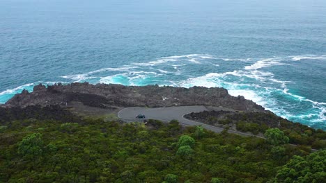 aerial view of ponta do queimado viewpoint in azores, terceira island in portugal