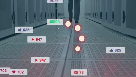 Animation-Des-Laderings-über-Mediensymbolen-Und-Serverraum