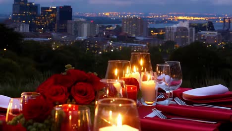 romantic dinner with city view