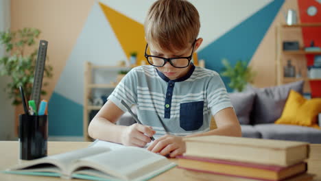boy studying at home