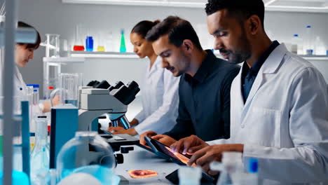 scientists in laboratory analyzing samples