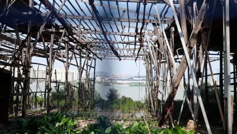 slide-shot-of-an-old-broken-boat-shed